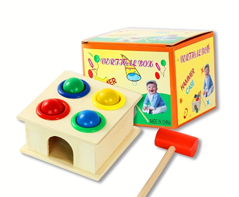 Geetoy Wooden Hammer Case Box Hand Exercise Colour Perception Fun Educational Toys for Kids