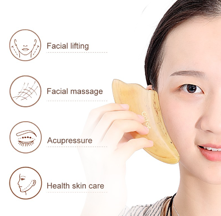 Cofoe All natural OX Horn Gua sha Massage Tool Body Facial Beauty Massage Board Face Slimming Scraping Massager V-face Thin