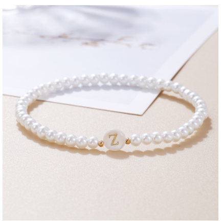 26 Letter Pearl Bracelet for Women Men Fashion Handmade Elastic Friendship Wristband Gift Jewelry Z