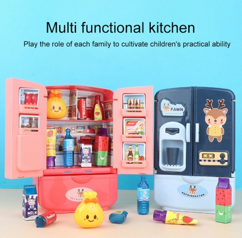 Pretend Playset Simulation Double Door Refrigerator Household Appliances Toys for Kids