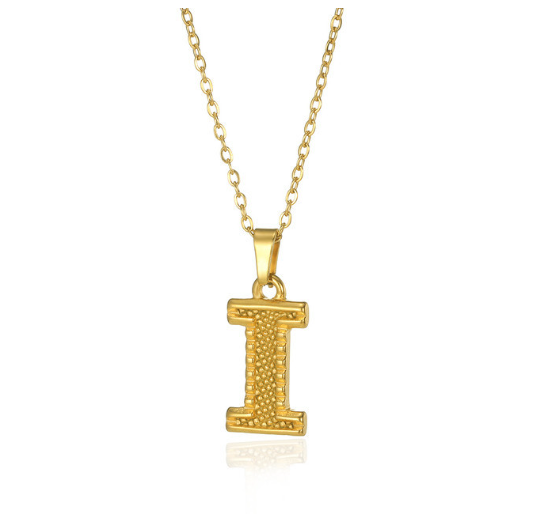 Stainless Steel Capital Initial Letter Necklaces For Women A-Z Alphabet Pendant Necklace I