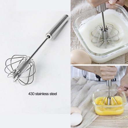 Stainless Steel Semi-Automatic Egg Beater Hand Pressure Rotating Egg Whisk Cream Butter Blender