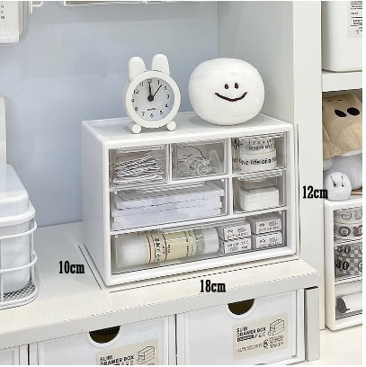 6Grid Small Parts Mini Desk Drawer Craft Organizer Jewelry Cosmetic Accessories Macaroon Storage Box