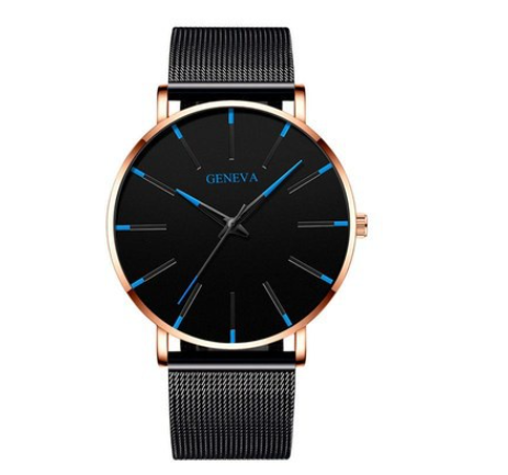 Explosive mesh belt classic dented color scale color pointer watch business men's watch simple alloy belt quartz watch M5