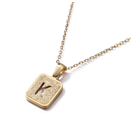St. Kunkka 316L Stainless Steel Hollow A-Z Letter Pendant Necklace for Gift and Birthday Gift  K