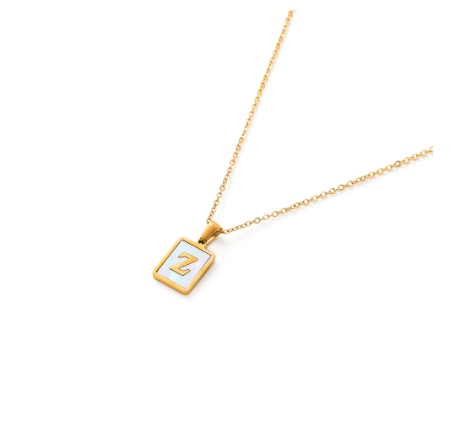 St.kunkka Stainless Steel Gold Letter Pendant Necklace Ladies A-Z Letter Necklace for Gift Z