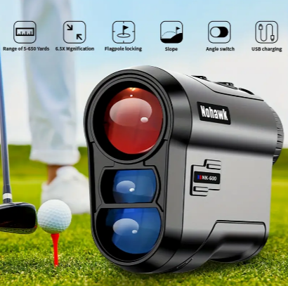 Nohawk Golf Rangefinder With Angle Switch, 600 Yard Multi-Function Rechargeable Rangefinder With Flag Lock For Golfing Hunting And Speed Measuring, Slope Compensation,