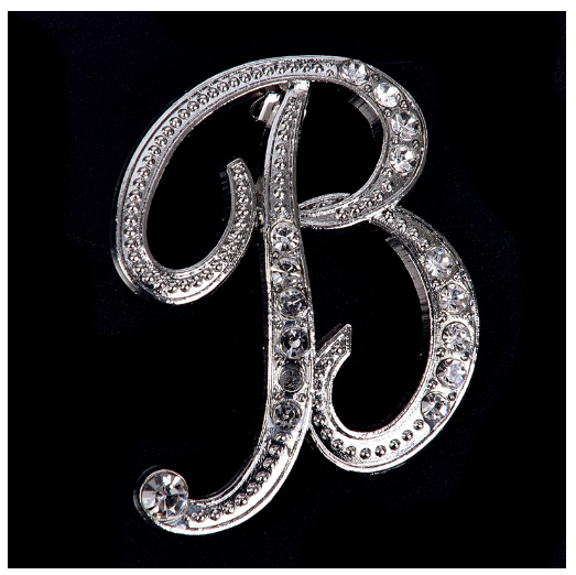 Crystal Rhinestone 26 Letters Women Collar Brooch Pin Corsage Bouquet Jewelry Modish B