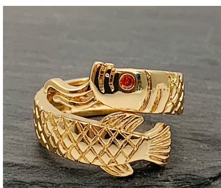 Jewelry Lucky Charms Feng Shui Adjustable Crystal Eyed Arowana Ring