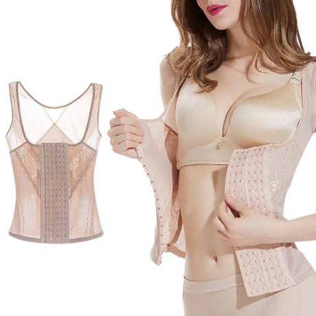 Lovito Women Buckle Contrast Mesh Shapewear LNE31253 (Apricot)