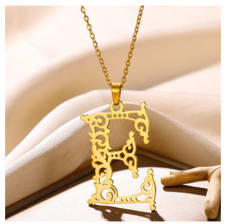 Initial Necklace for Women Men Girls Boys Gothic 18K Gold Plated 26 Letters Pendant Necklace Chain with Extension E