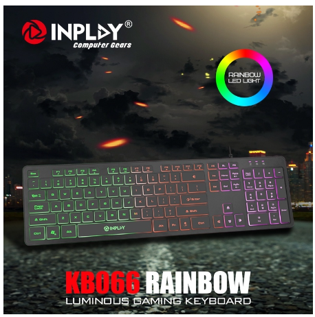 INPLAY Usb Wired Rgb Smooth Touch Silent Keyboard Black And White For Pc Laptop Desktop Kb066fs