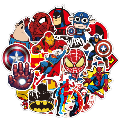 50pcs Marvel Sticker Superhero Sticker Waterproof Vinyl Spiderman Sticker Cartoon Graffiti Sticker Laptop Sticker Stationery