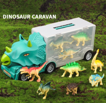 Tyrannosaurus Triceratops Dinosaur Caravan Trucks Toys Anti-drop Toy Car Boys Gifts