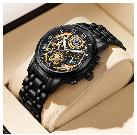 LIGE Original Watch Fashion Business Watches Men Waterproof Sports Chronograph Quartz Wrist Watches Top Brand Luxury Automatic Watch BLACK GOLD