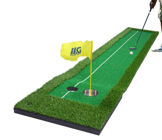 Golf Putting Green,10FT True Roll Golf Putting Mat Wrinke-Free Golf Games Green with Realistic Turf for Indoor/Outdoor,Golf Practice Training Aid, Golf Accessories Golf Gift for Men