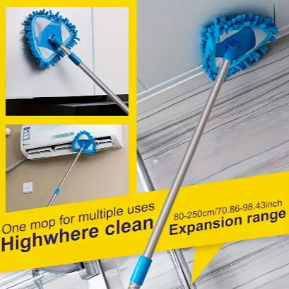 1pc, Telescopic Triangle Cleaning Mop, Mini Small Mop Lazy Mop, Ceiling Wall Cleaning Mop, Dust Removal Mop, Floor Wall Tile Car Wiping Mop, No Dead Corner, Cleaning Supplies, Cleaning Tool
