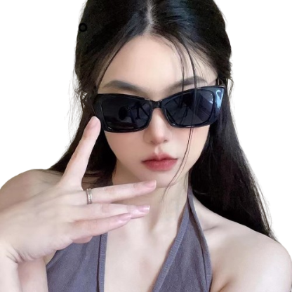 Lovito Rectangle Sunglasses for Women Trendy Retro Fashion Sun Glasses 90’s Vintage Square Frame L50AD133 (Multicolor)