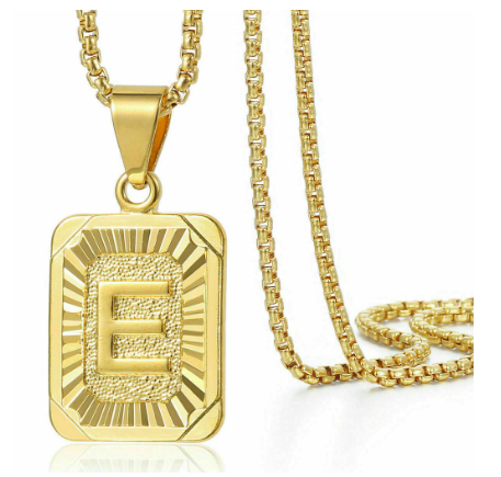 26 Letter Necklace Initial Pendant Men Women Fashion New Gold Plated Silver Plated Box Chain 22 Inch Factory Wholesale E