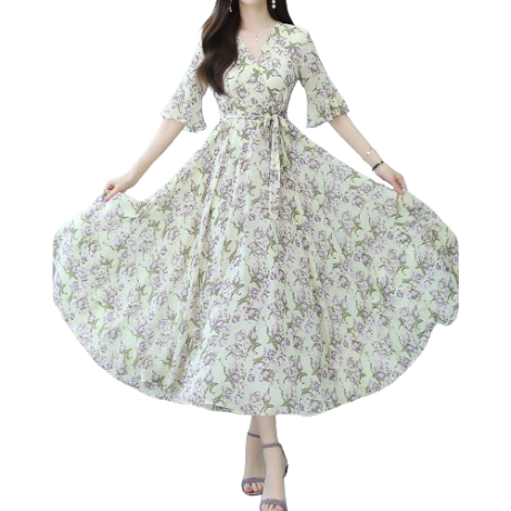 Lovito Women Ruffle Wrap Belted Dress LNE20042 (Off White)