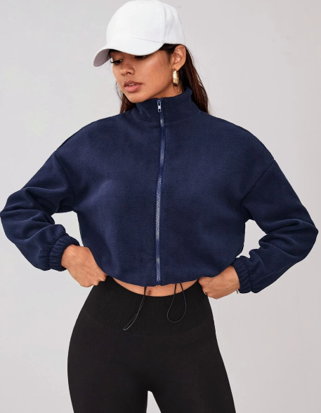 SHEIN Street Sport Drop Shoulder Zipper Crop Sports Jacket