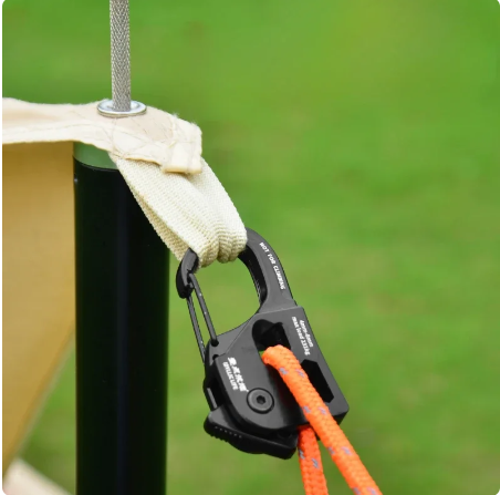 Rope Tightener Camping Ropes Buckle Self-locking Carabiner Aluminum Alloy Cord Tightener Survival Outdoor Tools Camping Supplies