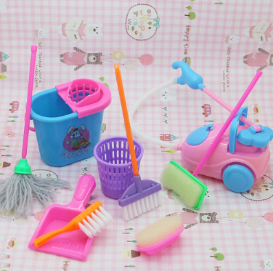 9 Pcs/Set Mini Pretend Play Mop Broom Toys Toddler Kids Educational Cleaning Tools Kit Boys Girls Educational Kid Toy