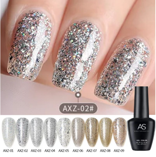 Silver Gold Glitters Star Diamond Gum AXZ AS Another Sexy Gel Polish 15ML
