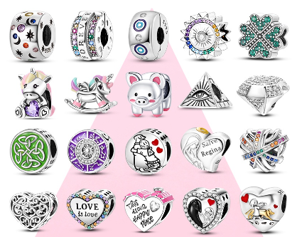 Colorful Zirconia Heart Love Charm House Unicorn Beads fit Bracelet Original 925 Sterling Silver