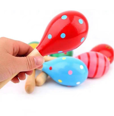 K2-shop Wooden Maracas Baby Child Musical Instrument