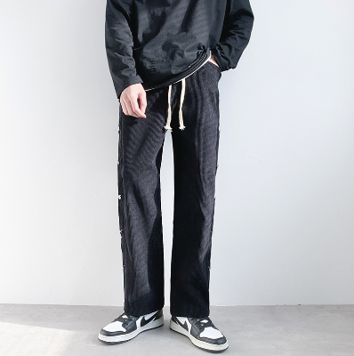 Korean breasted loose casual trouser pants for men