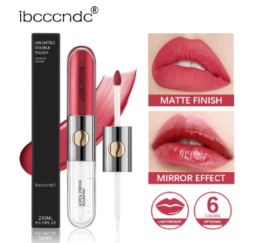 IBCCCNDC Double-Headed Lip Glaze Moisturize High Shine Gloss Plumping Tint Beauty Lipstick
