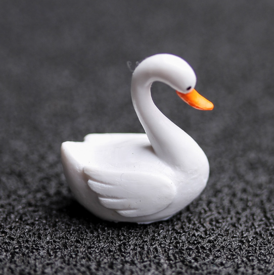 4 Pcs Mini Black White Swan Home Decor Miniature Fairy Garden Decora