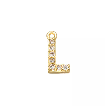 Vnox 9x11.5mm Brass Cubic Zirconia Crystal 26 Letter Charms Pendants for Women Necklace Earring Jewelry Accessories L