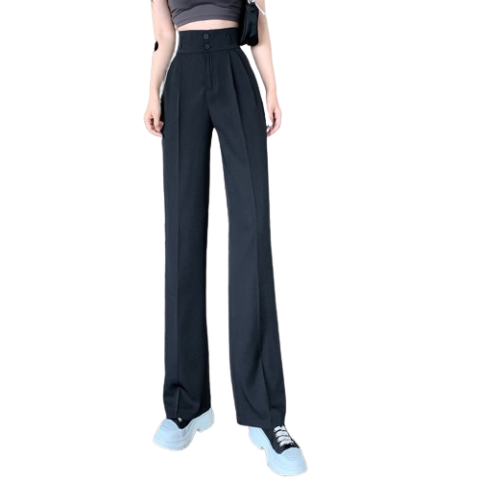 Lovito Casual Plain Button Pleated Pocket Pants for Women LNA16198 (Black)