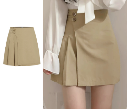 Lovito Women Casual Plain Pleated Asymmetrical Skirt L77ED088