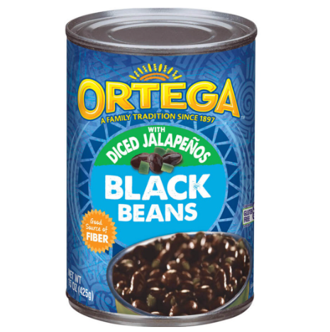 Ortega Black Beans with Diced Jalapeños 425g