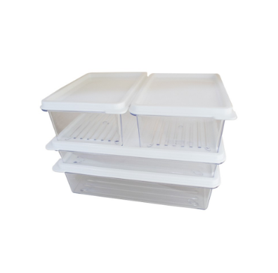 LOCAUPIN 4pcs Set Food Grade Fridge Plastic Sealed Meal Storage Box Container Refrigerator Organizer