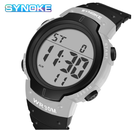SYNOKE Men Watch Chronos Countdown Waterproof LED Digital Electronic Clock Sports Watches GRAY