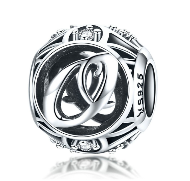 Bamoer 26 Letters A to Z Charm Sterling Silver 925 Bead For Bracelet & Necklace DIY Fashion Accessories O