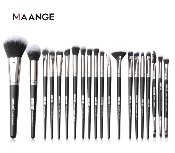 Maange Makeup Brush Set for powder blush eyeshadow brush set 20 Pcs Black Silver
