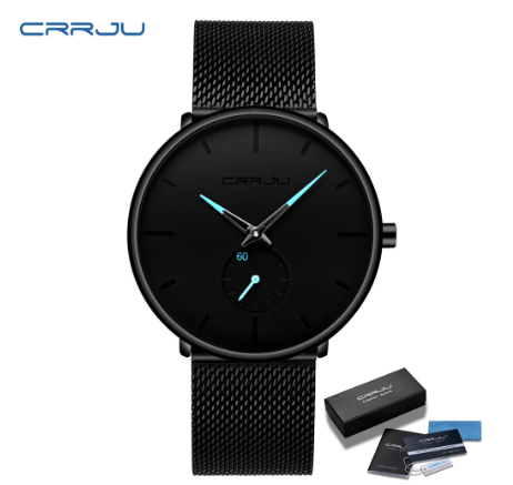 CRRJU Men's Watch Original Brand Ultra thin Sports Fashion Business Simulation Quartz Stainless Steel Waterproof 2150 M010