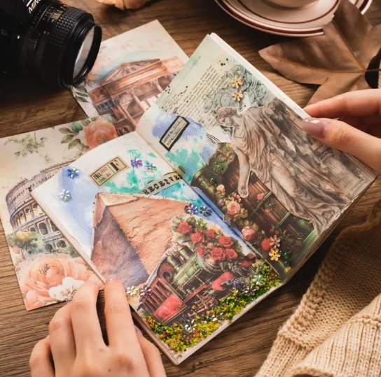 Journamm 30pcs/pack Vintage Travel Light Paper Decor Junk Journal Collage Stationery DIY Scrapbook Planner Materials Craft Paper