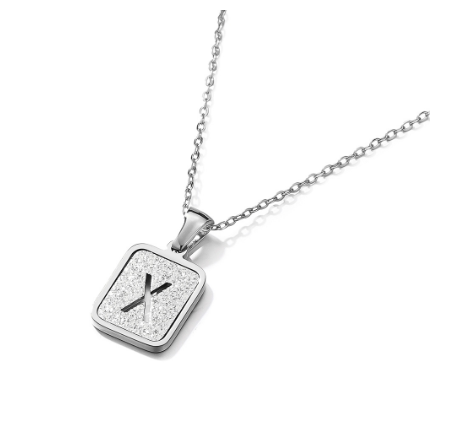 St. Kunkka 316L Stainless Steel Hollow A-Z Letter Pendant Necklace for Gift and Birthday Gift  X