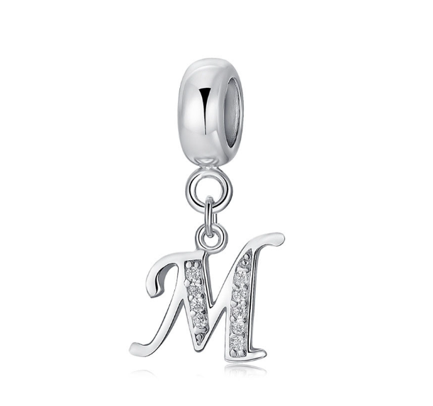 Pandora Letter Charm 925 Silver 26 Letters Diamond Charms Bracelet Pendant M