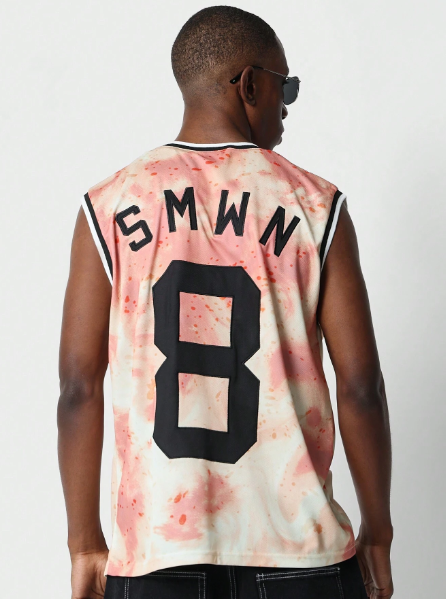SUMWON Mesh Tank With Letter & Number Back Graphic