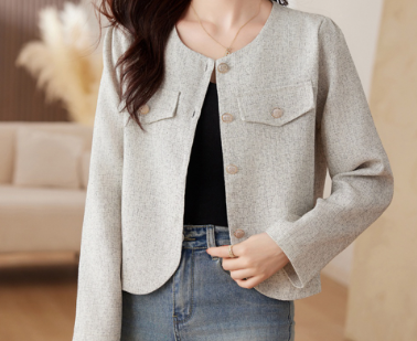 Women Elegant Plain Button Blazer LNA30077 Grey/Black