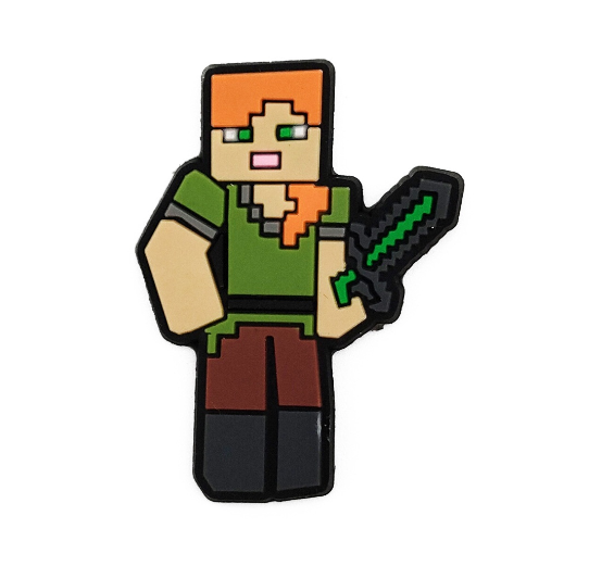 Cartoon Alex Sword Croc Jibbitz for Kids Minecraft Jibbits Charm Computer Game Jibits Crocks Shoes Accessories Shoe Charms Pins 030