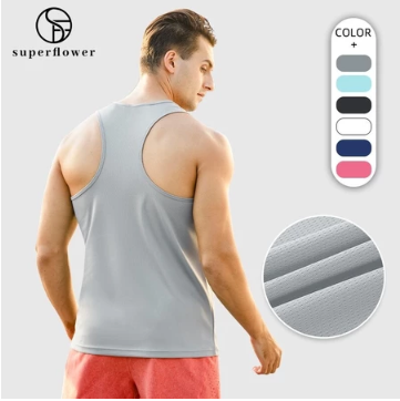Superflower Men's Running Breathable Quick Drying Top Elastic Mesh Sports Fitness Racerback Vest