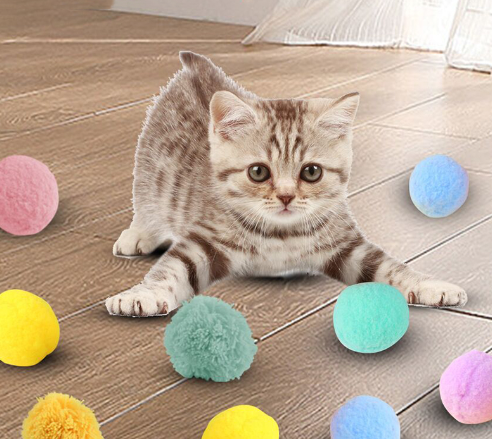 1Pcs Pet Cats Colorful Elastic Ball Toy for Indoor Outdoor Cats Training Exercise Ball